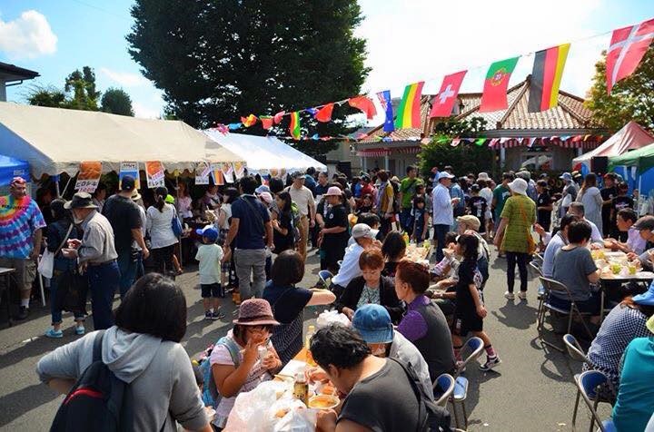 Festival-goers enjoy some tasty food