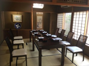 In the restaurant’s tatami mat room